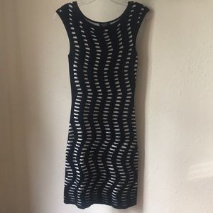 Black and White Cutout Sweater Dress